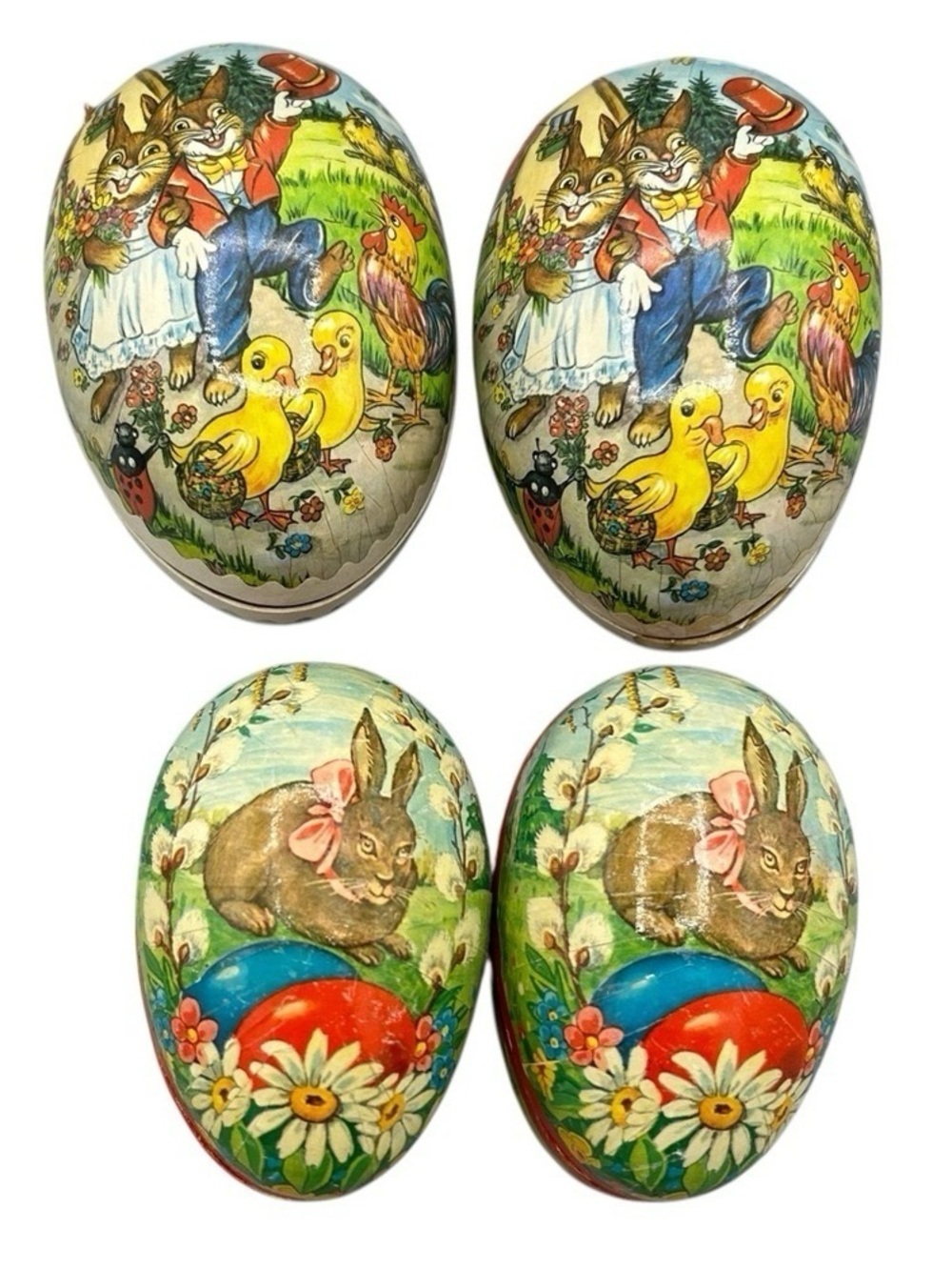 Vintage German Democratic Republic Papier-Mâché Easter Eggs – Set of 4 1960s/70s